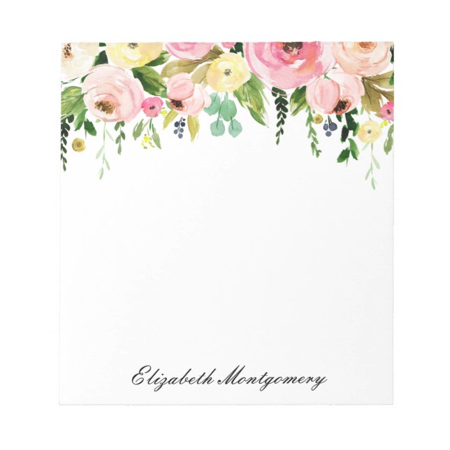 Bloc-notes floral à l'aquarelle élégant (Devant)