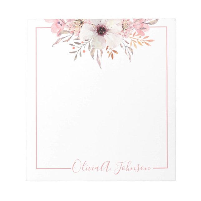 Bloc-notes floral à l'écriture manuscrite élégante (Devant)