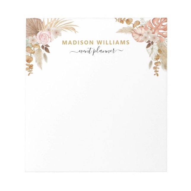 Bloc-notes floral aquarelle boho (Devant)
