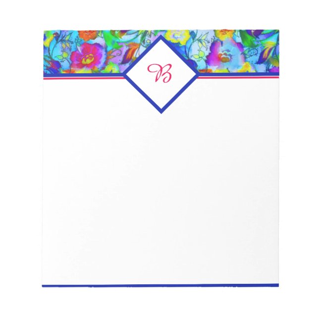 Bloc-notes floral bleu clair (Devant)
