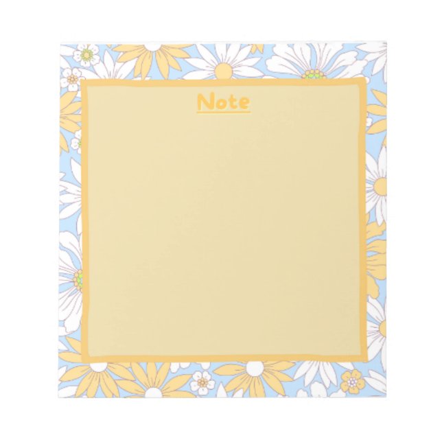 Bloc-notes floral bleu, jaune et blanc (Devant)