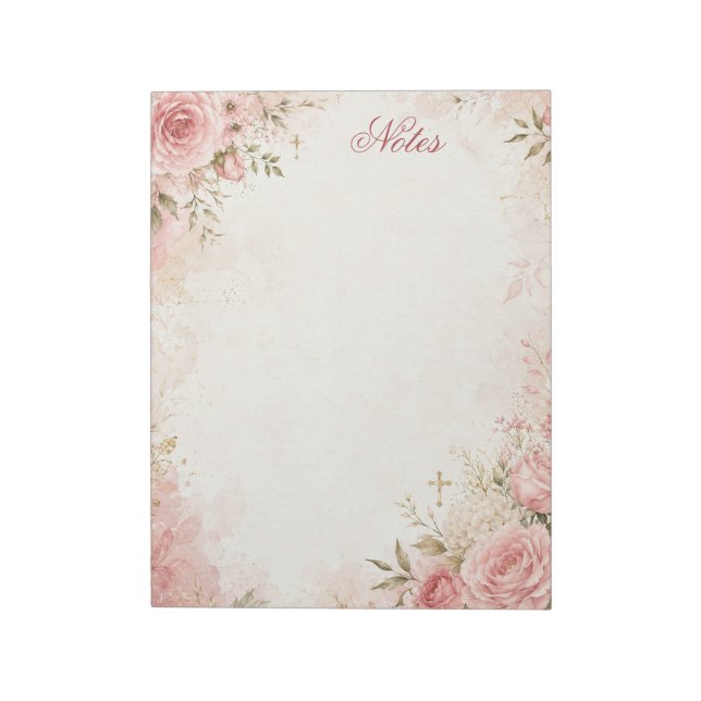 Bloc-notes floral chrétien personnalisé (Tourné)