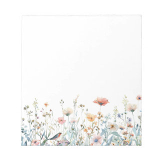 Bloc-notes floral de fleurs printanières aquarelle
