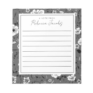 Bloc-notes floral gris