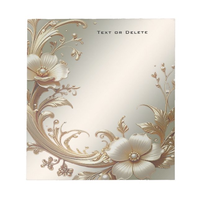 Bloc-notes floral or (Devant)