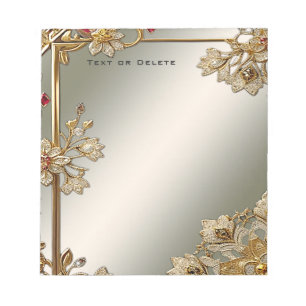Bloc-notes floral orné d'or