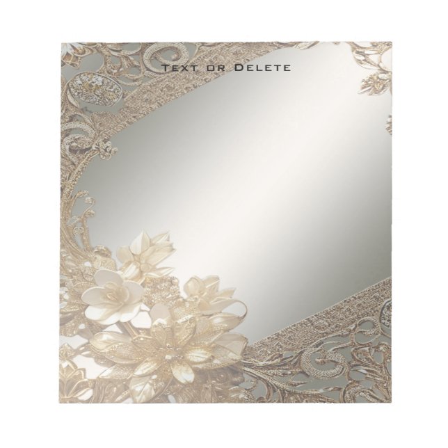 Bloc-notes floral orné d'or moderne (Devant)