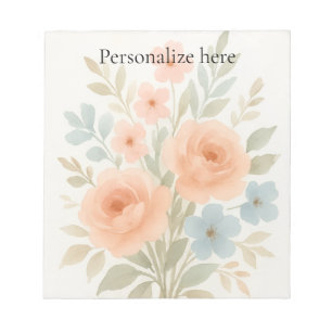 Bloc-notes floral personnalisé aquarelle