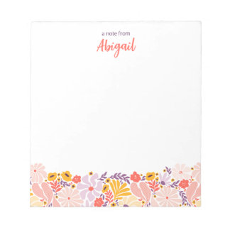 Bloc-notes floral personnalisé avec nom personnali