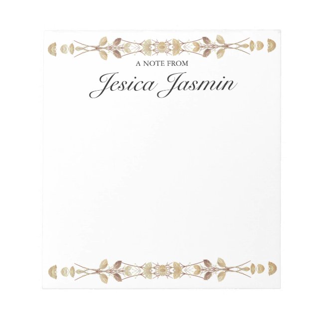 Bloc-notes floral personnalisé | Bloc-notes de nom (Devant)