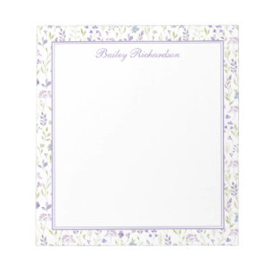 Bloc-notes floral personnalisé violet