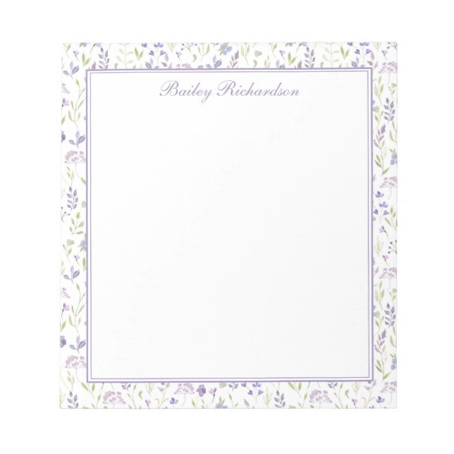 Bloc-notes floral personnalisé violet (Devant)