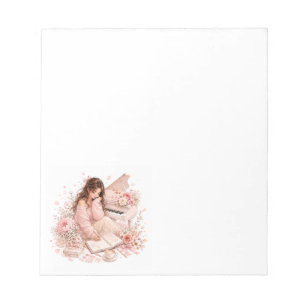 Bloc-notes floral piano rose pâle