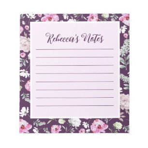 Bloc-notes floral pourpre