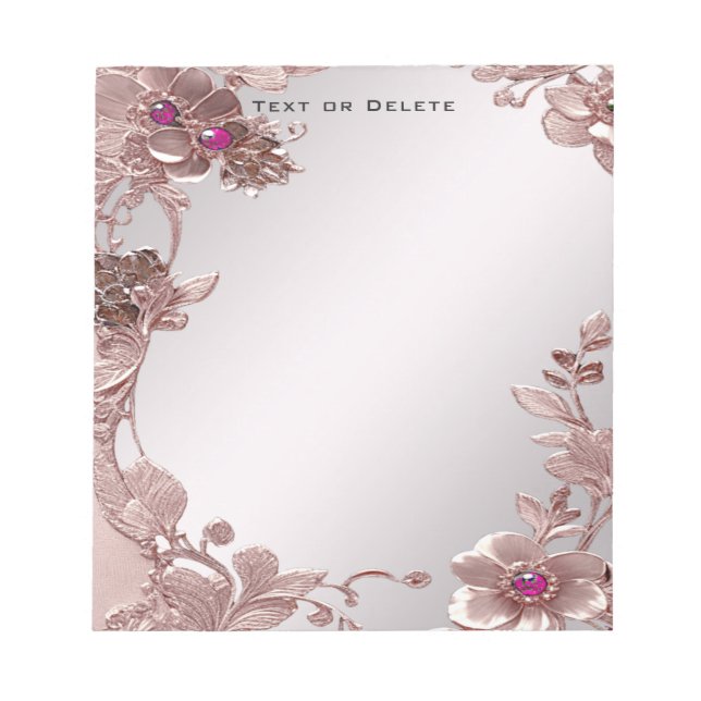 Bloc-notes floral rose (Devant)