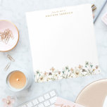 Bloc-notes Floral Watercolor<br><div class="desc">Bloc-notes Floral Watercolor. Chic et élégant, ce magnifique bloc-notes floral est doté d'étonnants fleurs sauvages vintages pressés et délicats, d'un vert sauge, d'une aquarelle couleur rose vif peinte à la main, d'un bleu poussiéreux et d'un jaune vif.</div>