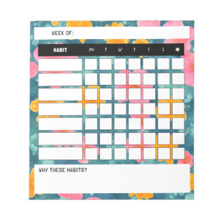Bloc-notes Floral Weekly Habit Tracker