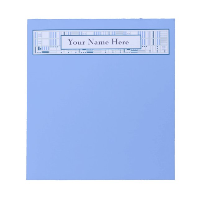 Bloc-notes géométrique bleu avec votre nom (Devant)