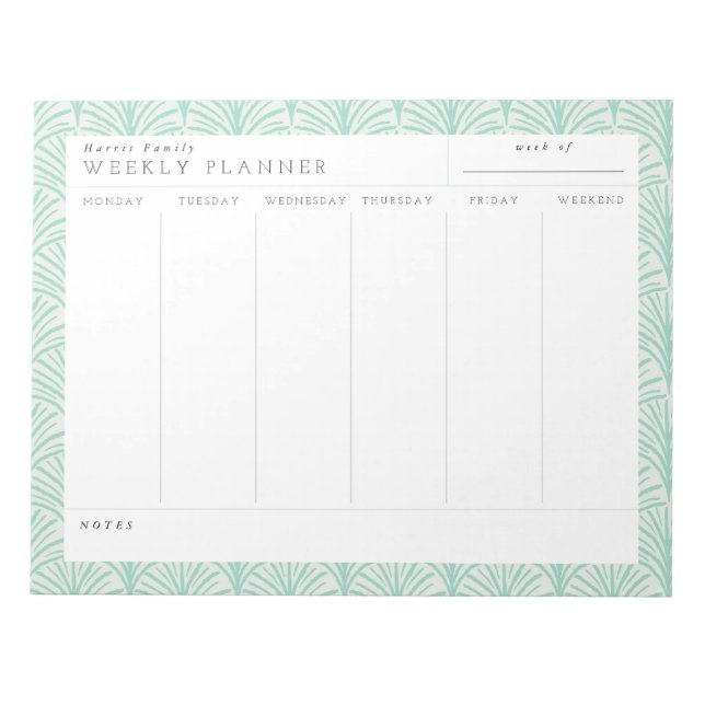 Bloc-notes Jade Scallops Family Weekly Planner (Devant)