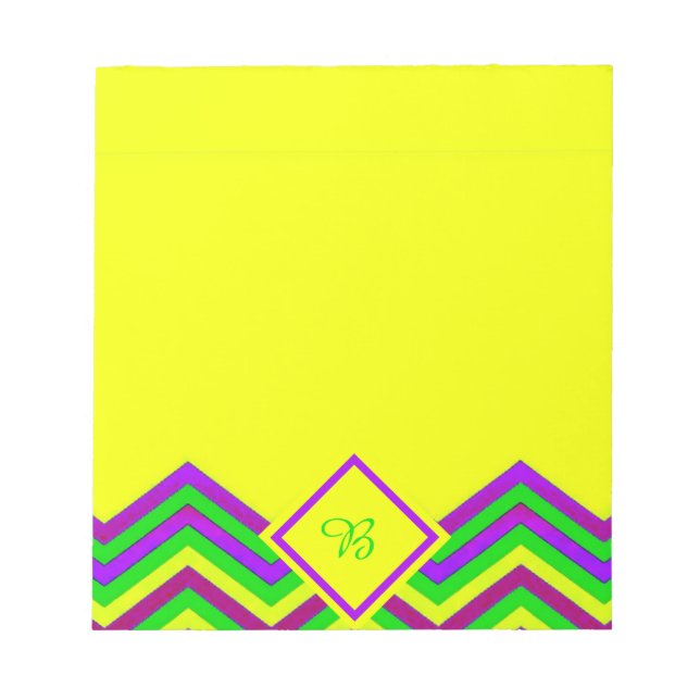 Bloc-notes jaune et chevron de couleur (Devant)