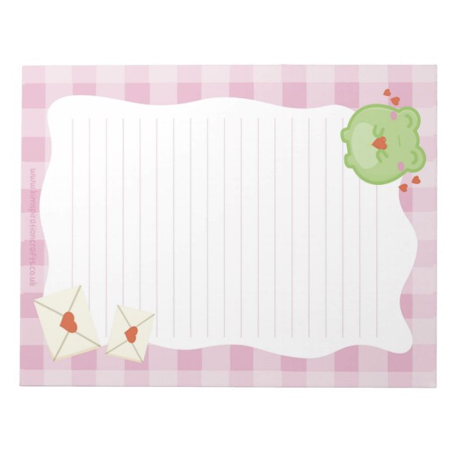 Bloc-notes lettre d'amour grenouille mignonne, écr (Devant)