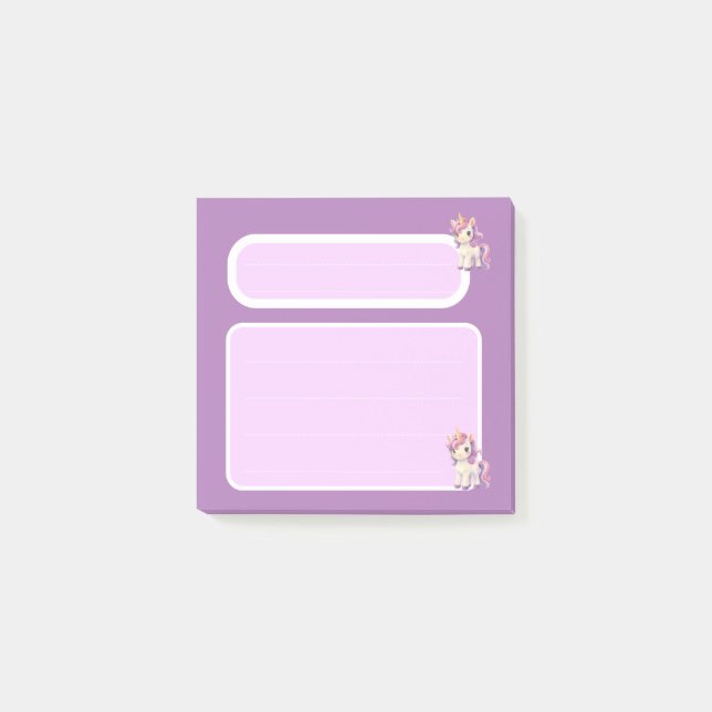 Bloc-notes licorne violette mignonne Post-it deux  (Devant)