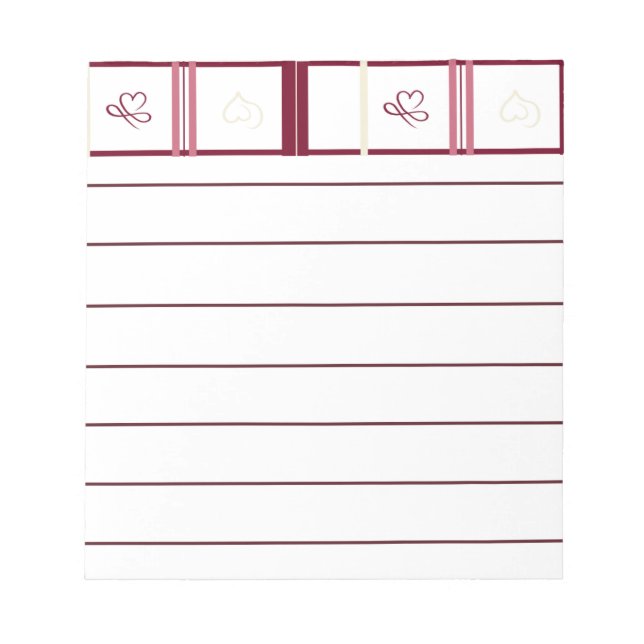 Bloc-notes ligné à motif cœurs – Design fantaisist (Devant)