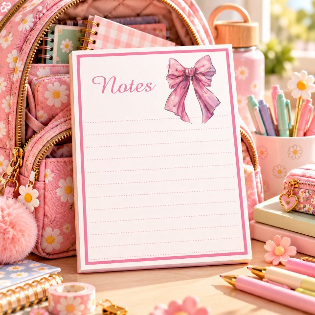 Bloc-notes ligné esthétique Ruban Rose Mignon (Créateur téléchargé)