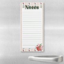 Bloc-notes magnétique à la fraise florale