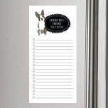 Bloc-notes magnétique Boston Terrier Shopping List<br><div class="desc">Des choses adorables pour aller chercher le chien Boston Terrier avec un cadre en tableau noir personnalisé avec votre nom.</div>
