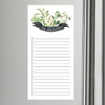 Bloc-notes magnétique dans la liste des tâches<br><div class="desc">Pour faire la conception de liste avec des feuilles vert aquarelle avec une bannière de tableau noir.</div>