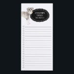 Bloc-notes magnétique de la liste d'achat Schnauze<br><div class="desc">Des choses adorables pour aller chercher le chien Schnauzer avec un cadre en tableau noir personnalisé avec votre nom.</div>