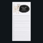 Bloc-notes magnétique sur la liste de magasins Ter<br><div class="desc">Des choses adorables pour aller chercher Wheaten Terrier chien avec un cadre en tableau noir personnalisé avec votre nom.</div>