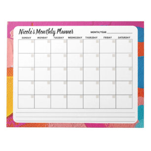 Bloc-notes mensuel Abstrait multicolore