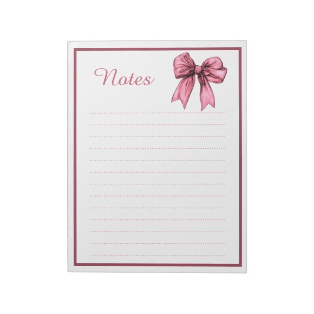 Bloc-notes mignon avec ruban rose Coquette (Tourné)