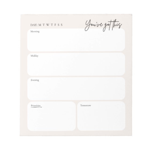 Bloc-notes minimal pour planificateur quotidien (Devant)