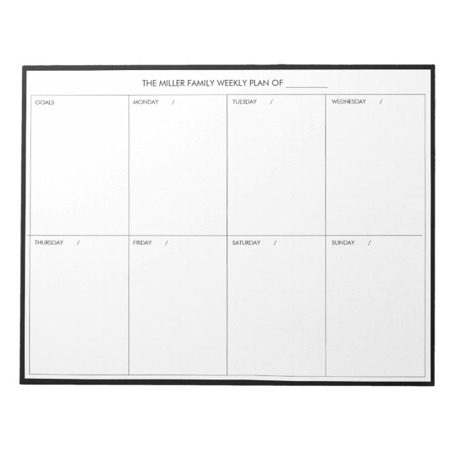 Bloc-notes minimaliste, moderne et hebdomadaire (Devant)