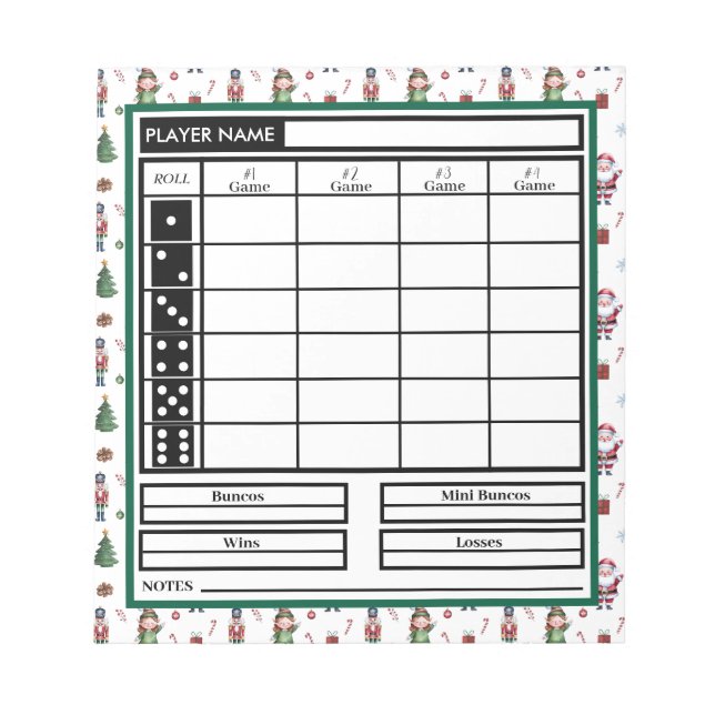 Bloc-notes moderne tendance Merry Christmas Bunco  (Devant)