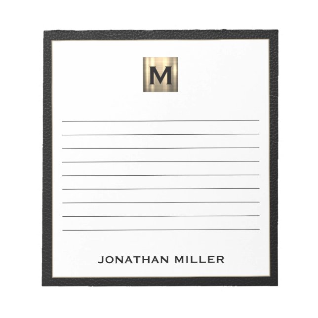 Bloc-notes monochrome Linked Gold initial (Devant)