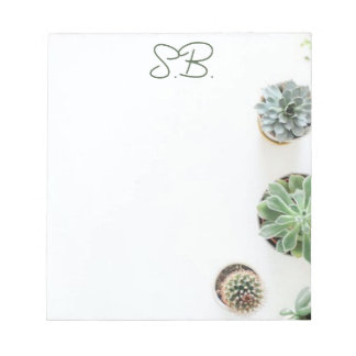 Bloc-notes monogramme avec succulents