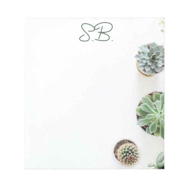 Bloc-notes monogramme avec succulents (Devant)