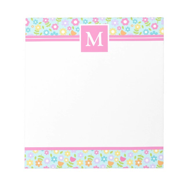 Bloc-notes Monogramme Fleurs Multicolores de Print (Devant)