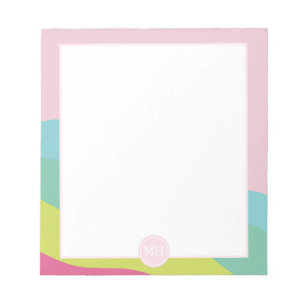 Bloc-notes monogramme moderne rose abstrait fémini