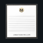 Bloc-notes monographique de luxe<br><div class="desc">Gardez vos notes organisées et élégantes grâce à ce bloc-notes personnalisé doté d'un monogramme original noir et or élégant. Avec un grand nombre de pages alignées, ce bloc-notes est parfait pour noter des idées, prendre des notes ou faire des listes de choses à faire. La typographie de bloc classique et...</div>