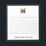 Bloc-notes monographique personnalisé<br><div class="desc">Gardez vos notes organisées et élégantes grâce à ce bloc-notes personnalisé doté d'un monogramme original noir et or élégant. Avec un grand nombre de pages alignées, ce bloc-notes est parfait pour noter des idées, prendre des notes ou faire des listes de choses à faire. La typographie de bloc classique et...</div>