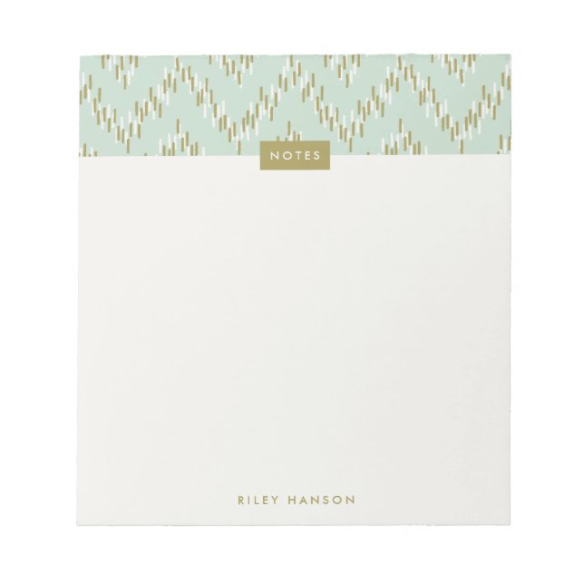 Bloc-notes Motif Boho Ikat Zig Zag - Vert (Devant)
