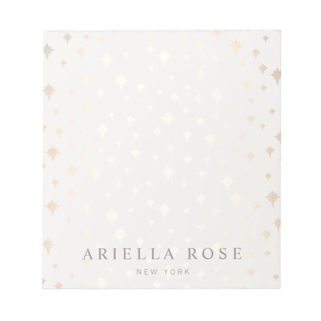 Bloc-notes Motif Élégant Chic Gold Stars (Devant)