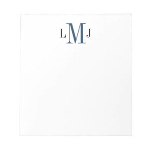 Bloc-notes noir/bleu foncé simple Monogramme initi
