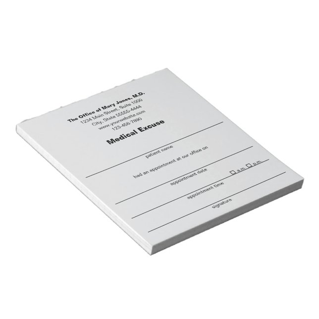 Bloc-notes noir et gris pour excuse médicale du mé (Incliné)