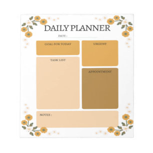 Bloc-notes Orange Floral Daily Planner